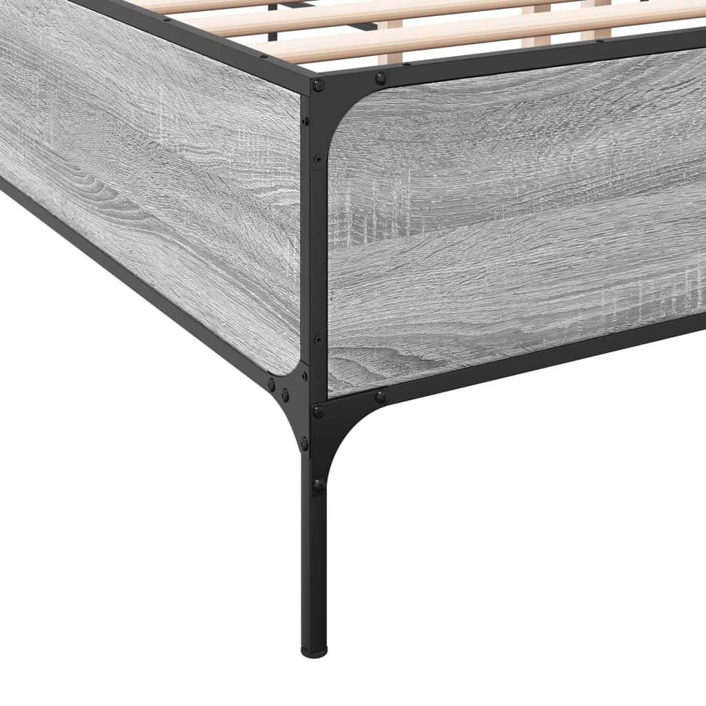 sengestel 160x200 cm konstrueret træ og metal grå sonoma-eg
