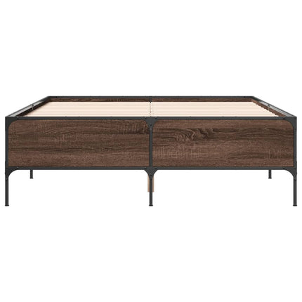 sengestel 160x200 cm konstrueret træ og metal brun egetræ