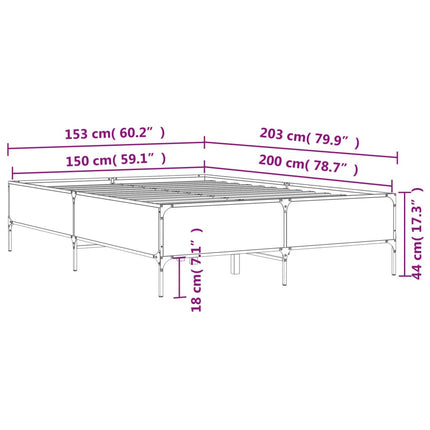 sengestel 150x200 cm konstrueret træ og metal sonoma-eg
