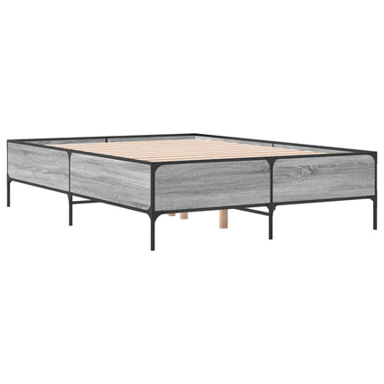 sengestel 150x200 cm konstrueret træ og metal grå sonoma-eg