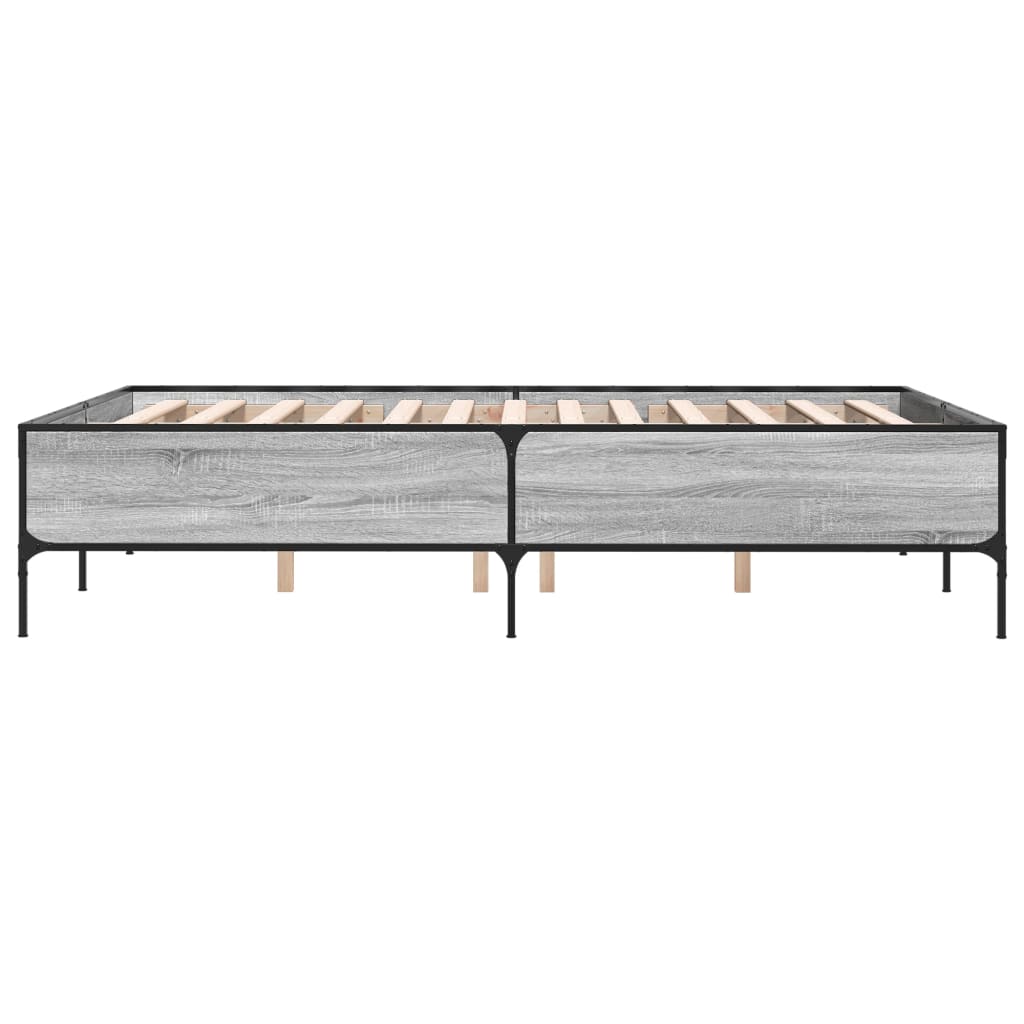 sengestel 150x200 cm konstrueret træ og metal grå sonoma-eg