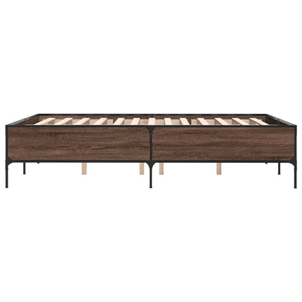 sengestel 150x200 cm konstrueret træ og metal brun egetræ