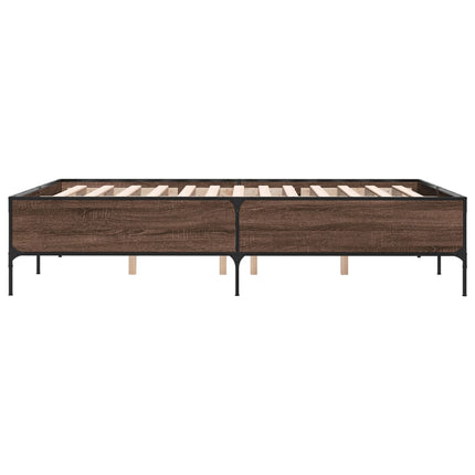 sengestel 120x200 cm konstrueret træ og metal brun egetræ