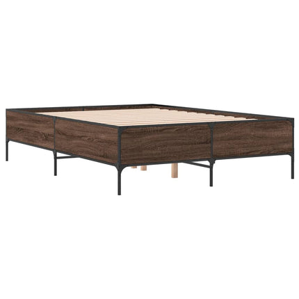 sengestel 120x200 cm konstrueret træ og metal brun egetræ