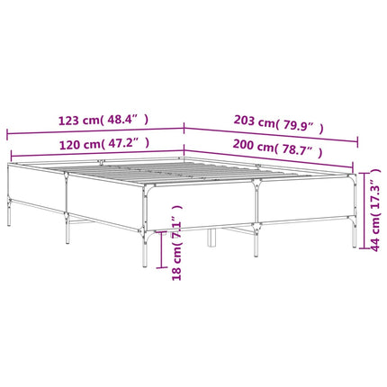 sengestel 120x200 cm konstrueret træ og metal brun egetræ