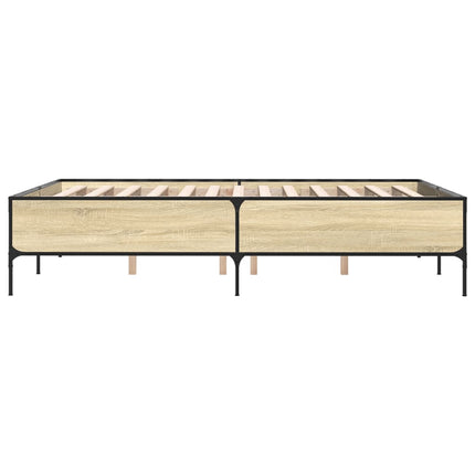 sengestel 140x190 cm konstrueret træ og metal sonoma-eg