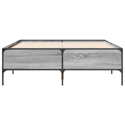sengestel 140x190 cm konstrueret træ og metal grå sonoma-eg