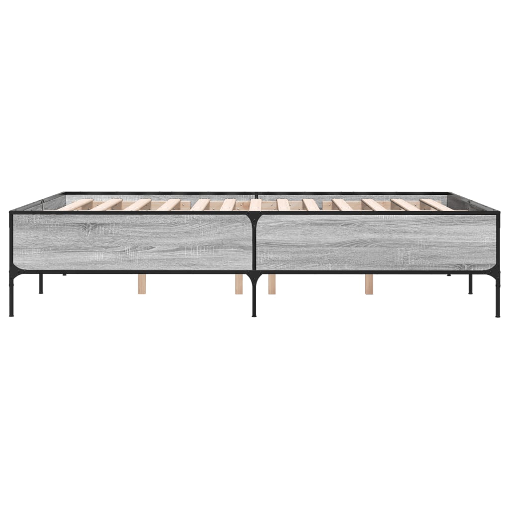sengestel 140x190 cm konstrueret træ og metal grå sonoma-eg