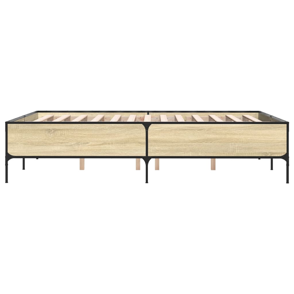 sengestel 135x190 cm konstrueret træ og metal sonoma-eg