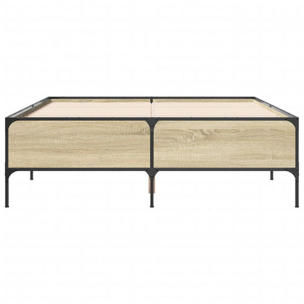 sengestel 120x190 cm konstrueret træ og metal sonoma-eg