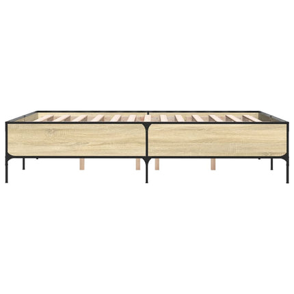 sengestel 120x190 cm konstrueret træ og metal sonoma-eg