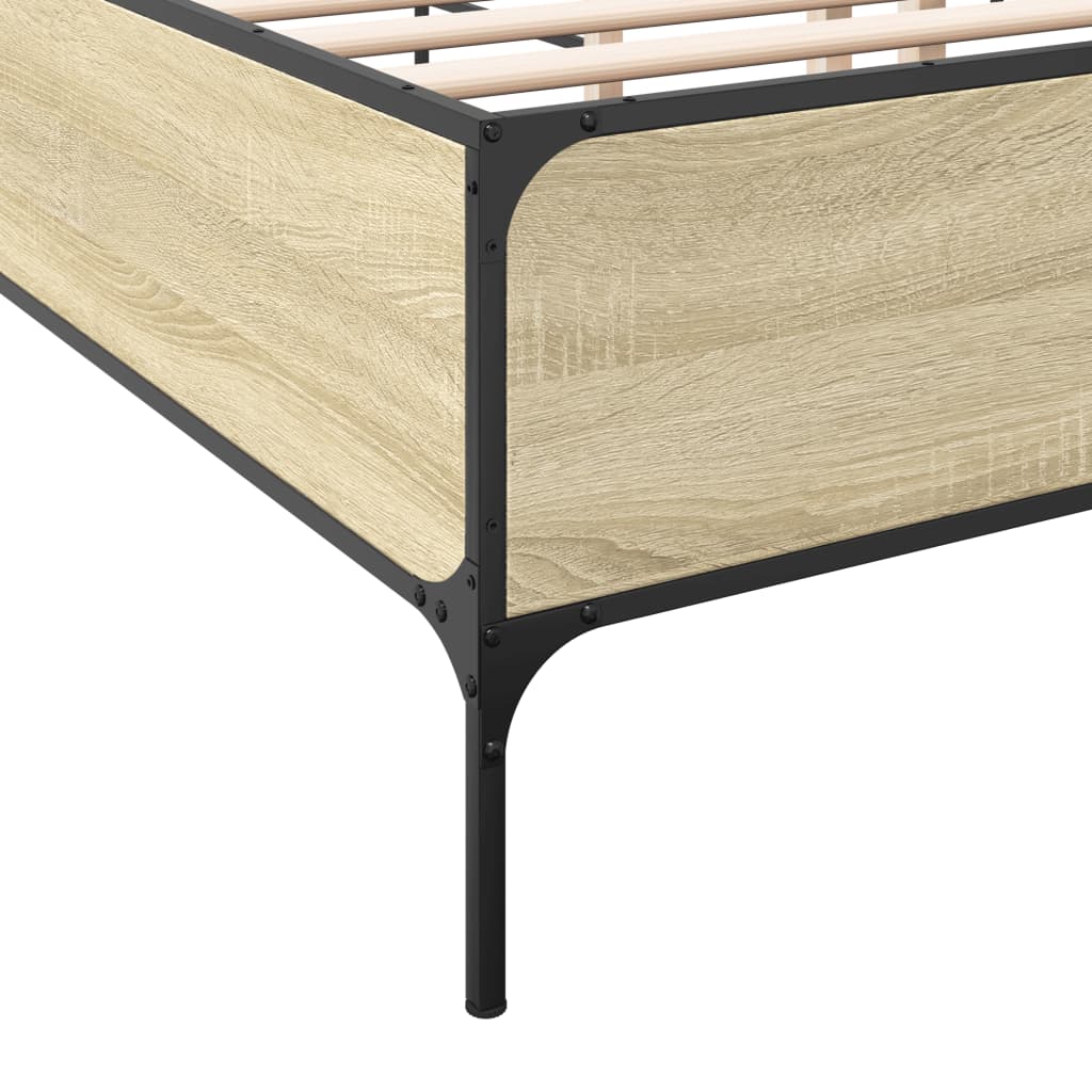 sengestel 120x190 cm konstrueret træ og metal sonoma-eg