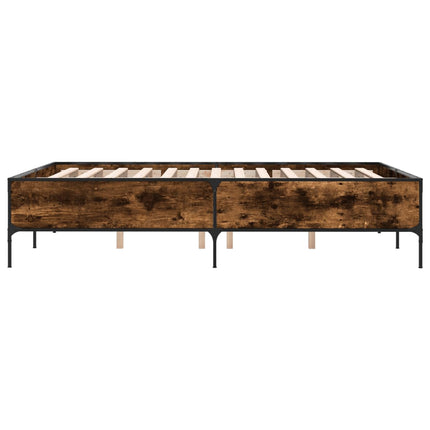 sengestel 120x190cm konstrueret træ og metal røget egetræsfarve