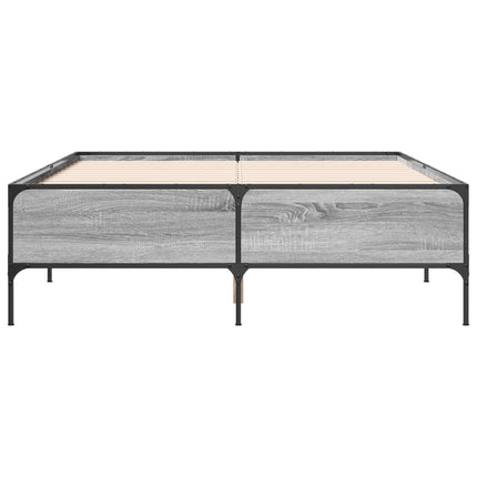 sengestel 120x190 cm konstrueret træ og metal grå sonoma-eg