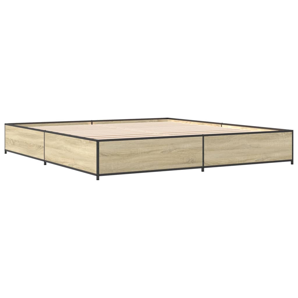 sengestel 200x200 cm konstrueret træ og metal sonoma-eg