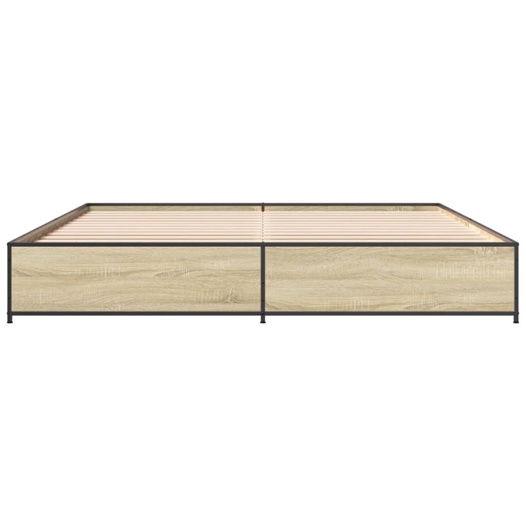 sengestel 200x200 cm konstrueret træ og metal sonoma-eg