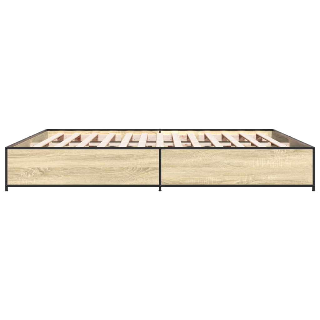 sengestel 200x200 cm konstrueret træ og metal sonoma-eg