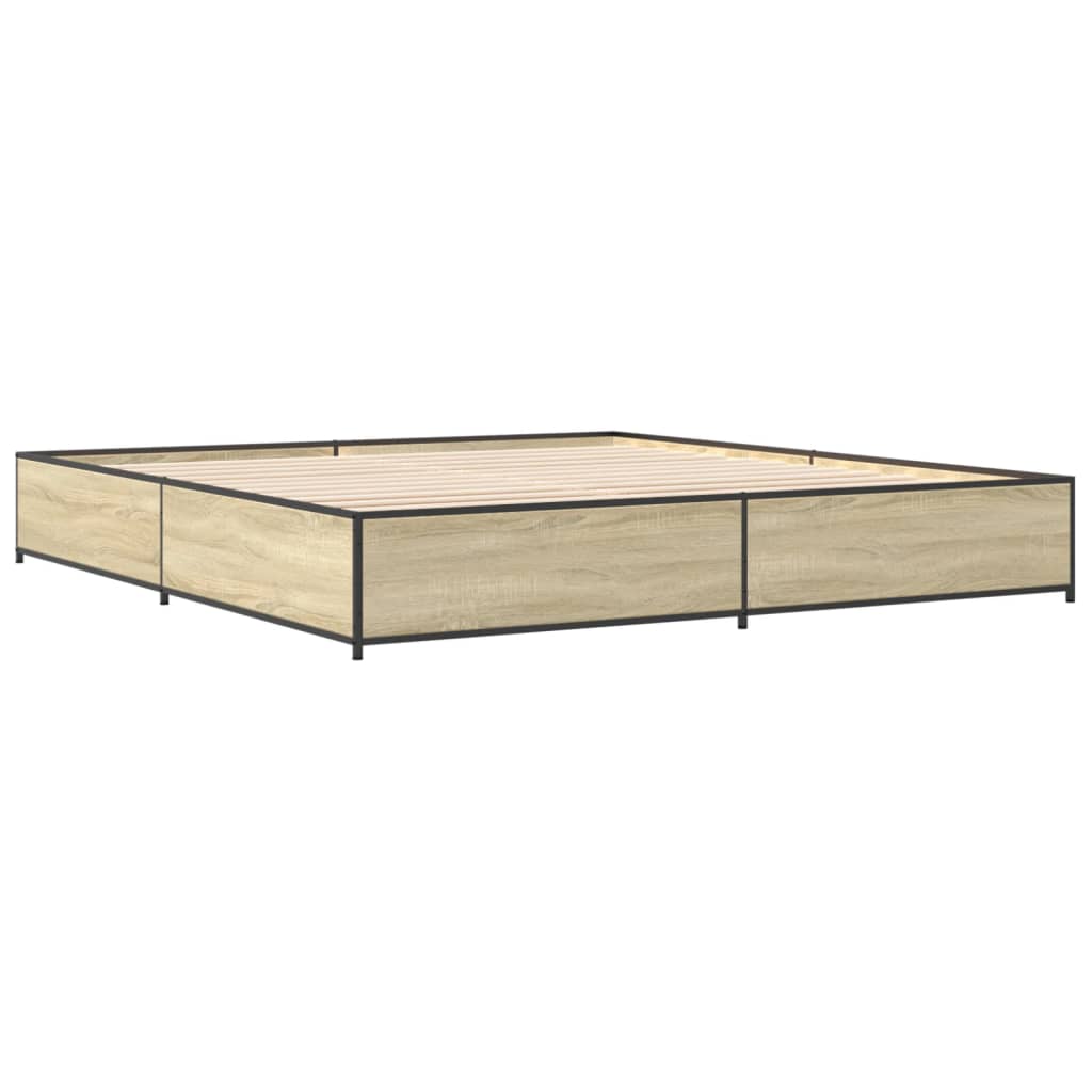 sengestel 200x200 cm konstrueret træ og metal sonoma-eg