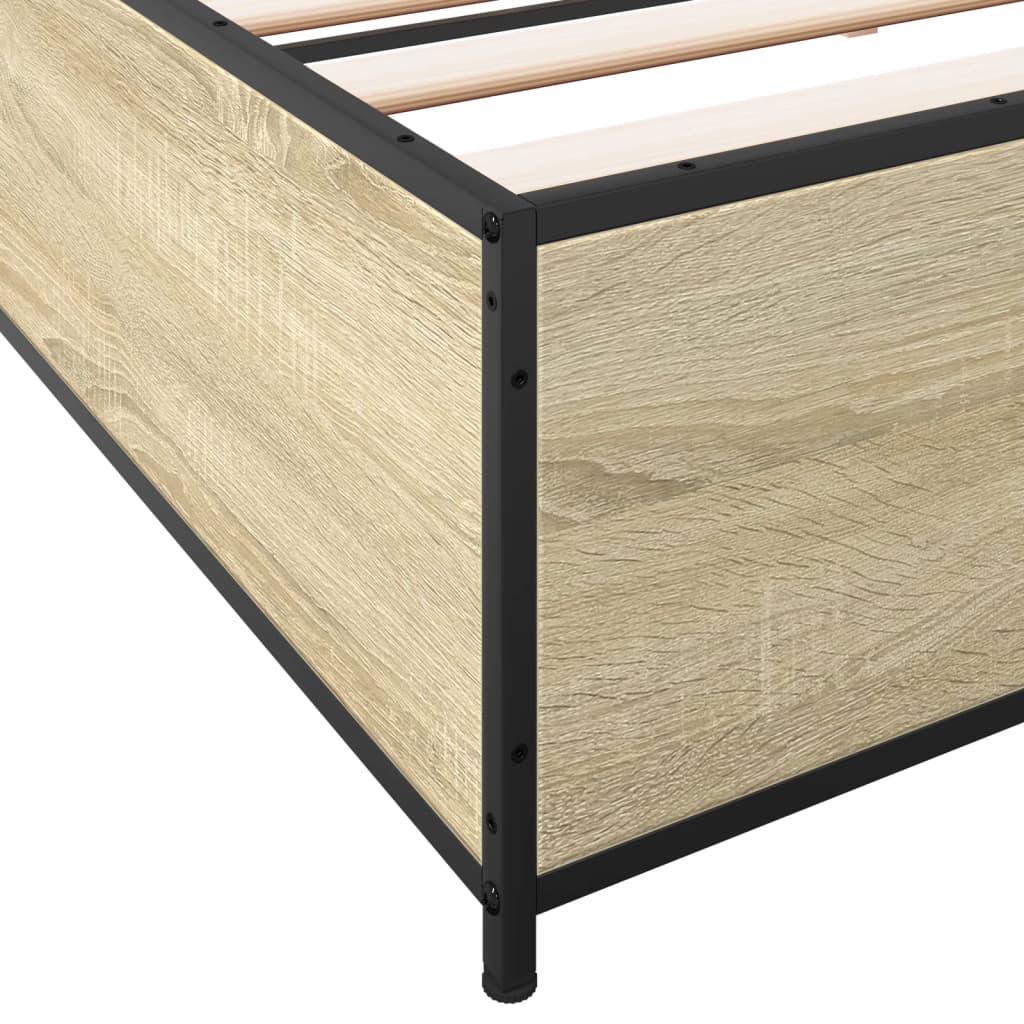 sengestel 200x200 cm konstrueret træ og metal sonoma-eg