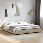 sengestel 200x200 cm konstrueret træ og metal sonoma-eg