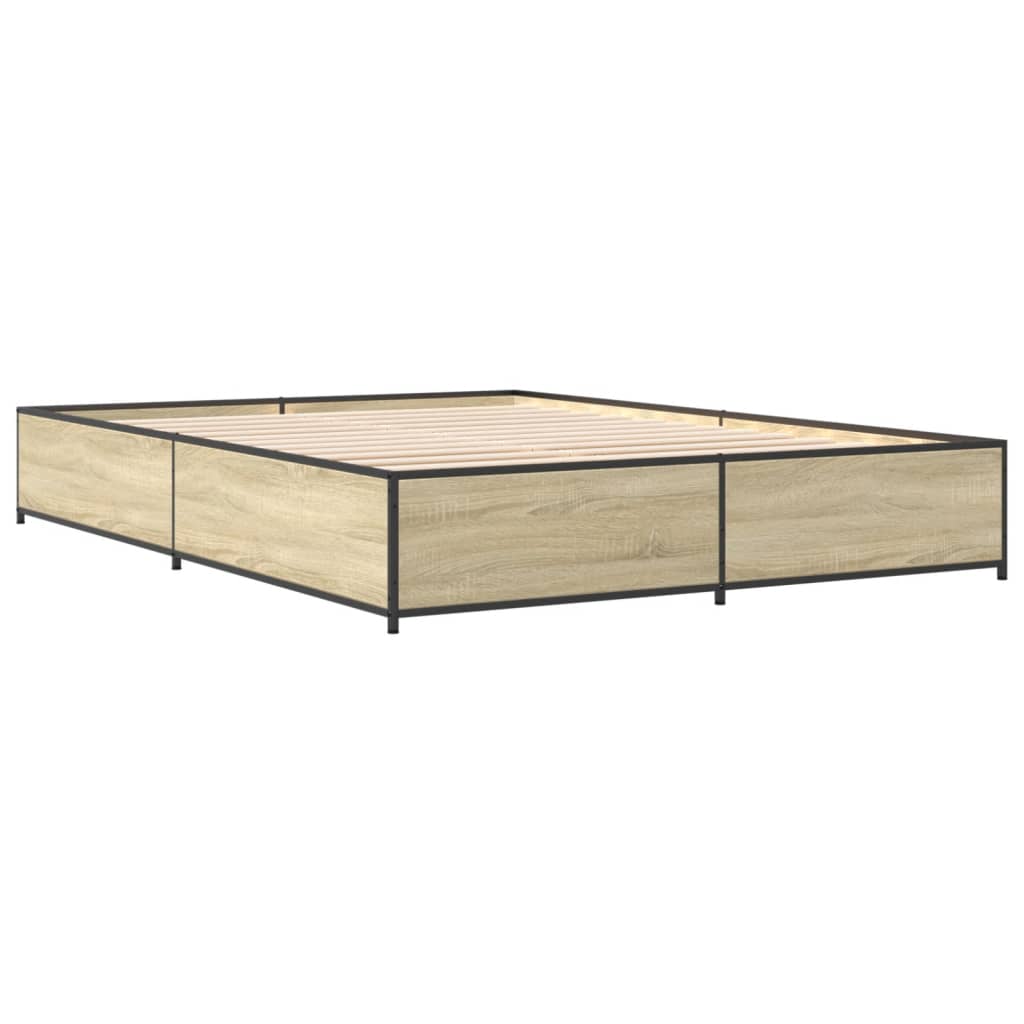 sengestel 120x200 cm konstrueret træ og metal sonoma-eg