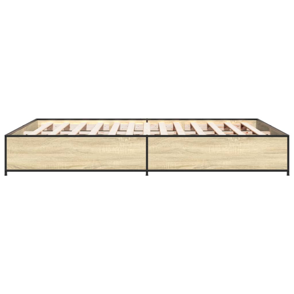 sengestel 120x200 cm konstrueret træ og metal sonoma-eg