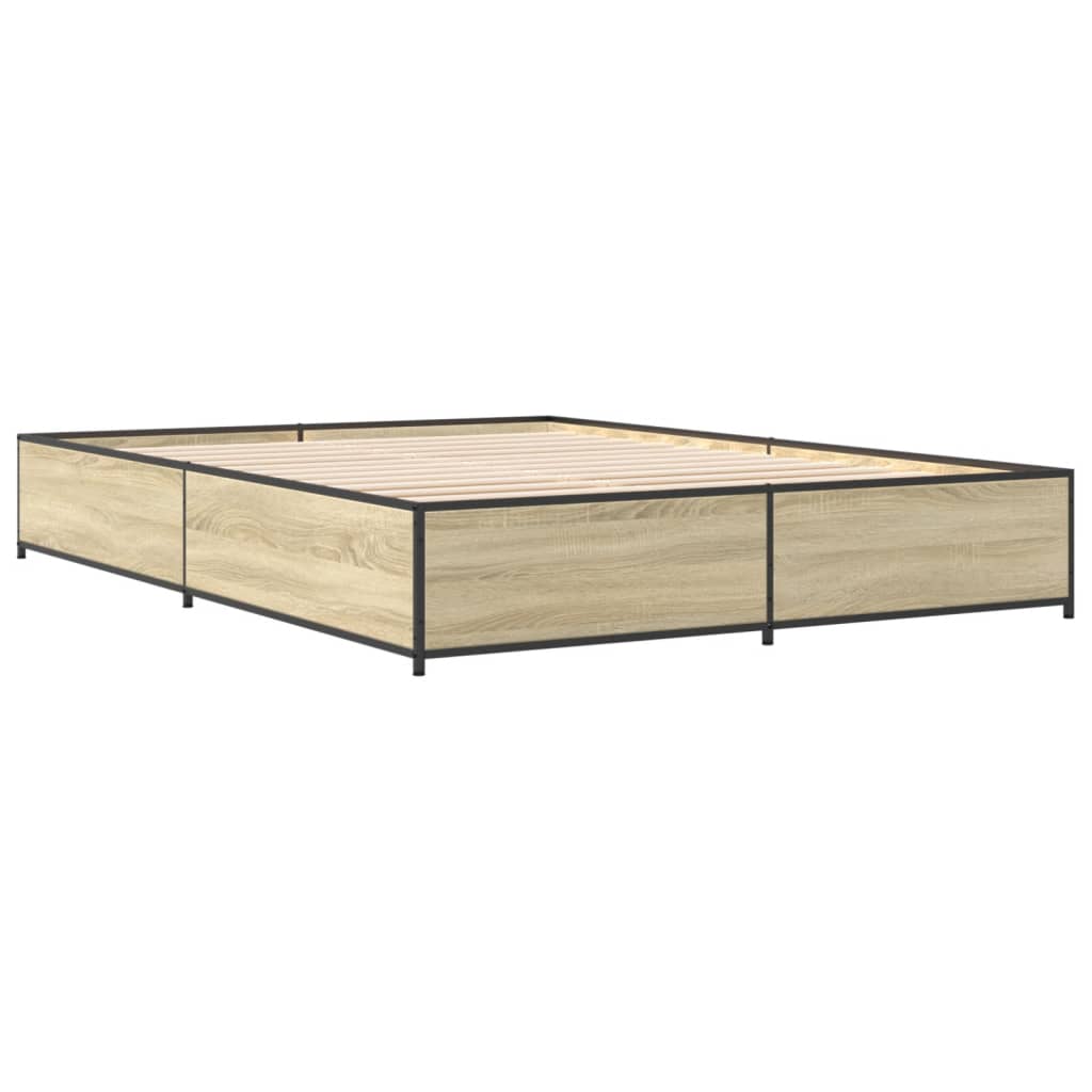 sengestel 120x200 cm konstrueret træ og metal sonoma-eg