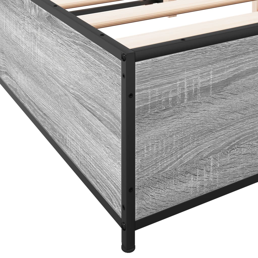 sengestel 135x190 cm konstrueret træ og metal grå sonoma-eg
