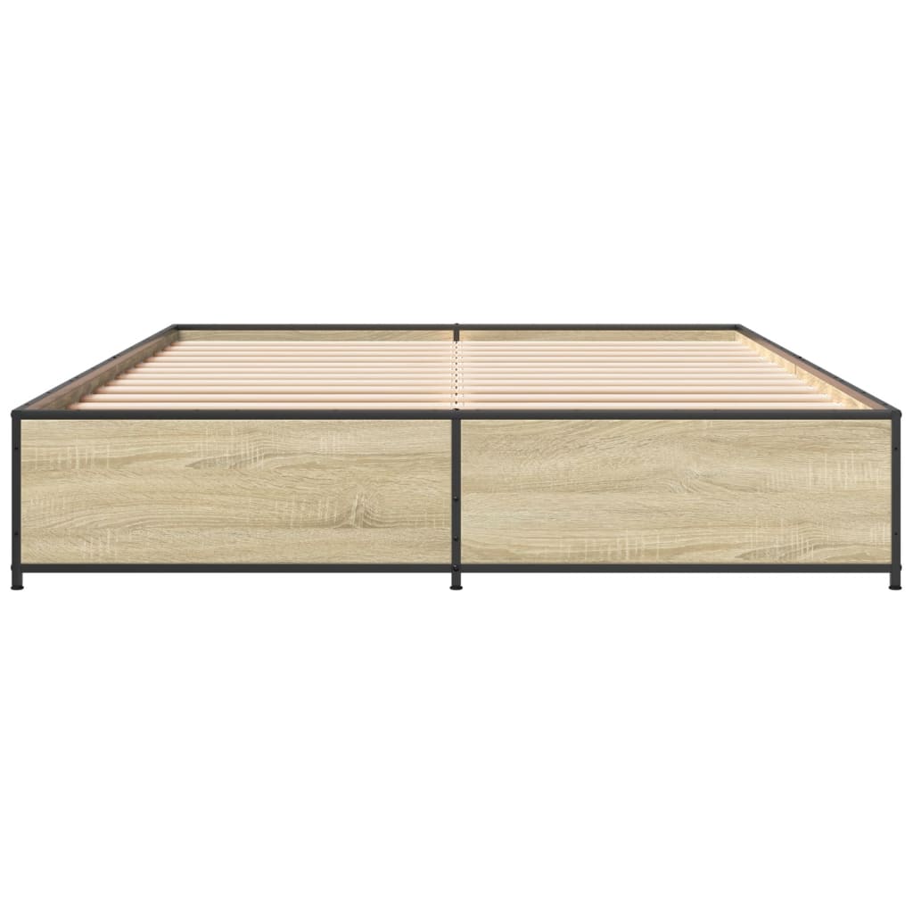 sengestel 120x190 cm konstrueret træ og metal sonoma-eg