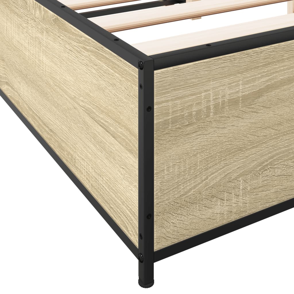 sengestel 120x190 cm konstrueret træ og metal sonoma-eg