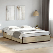 sengestel 120x190 cm konstrueret træ og metal sonoma-eg