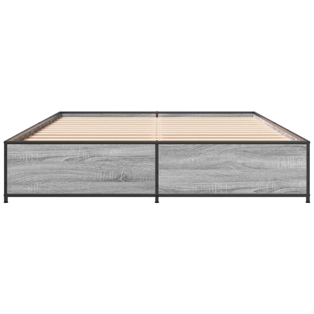 sengestel 120x190 cm konstrueret træ og metal grå sonoma-eg