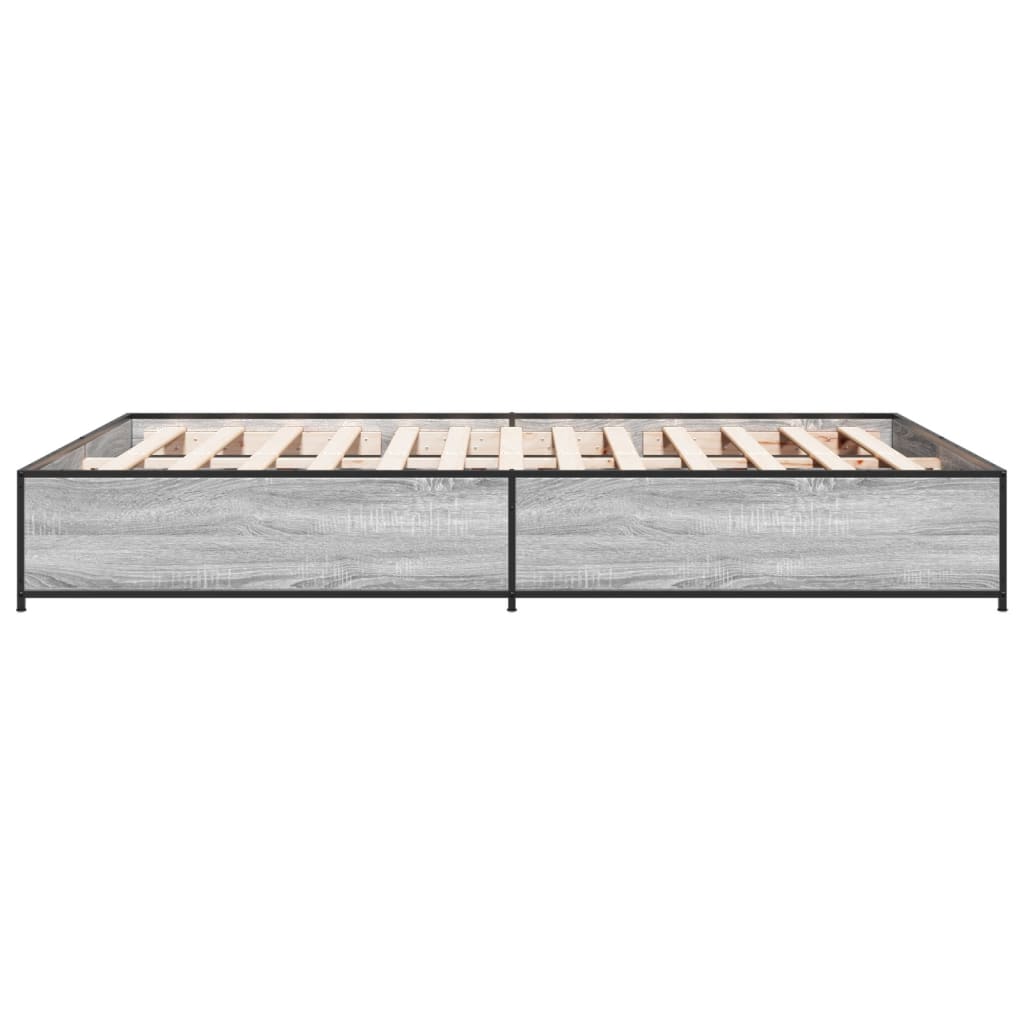 sengestel 120x190 cm konstrueret træ og metal grå sonoma-eg