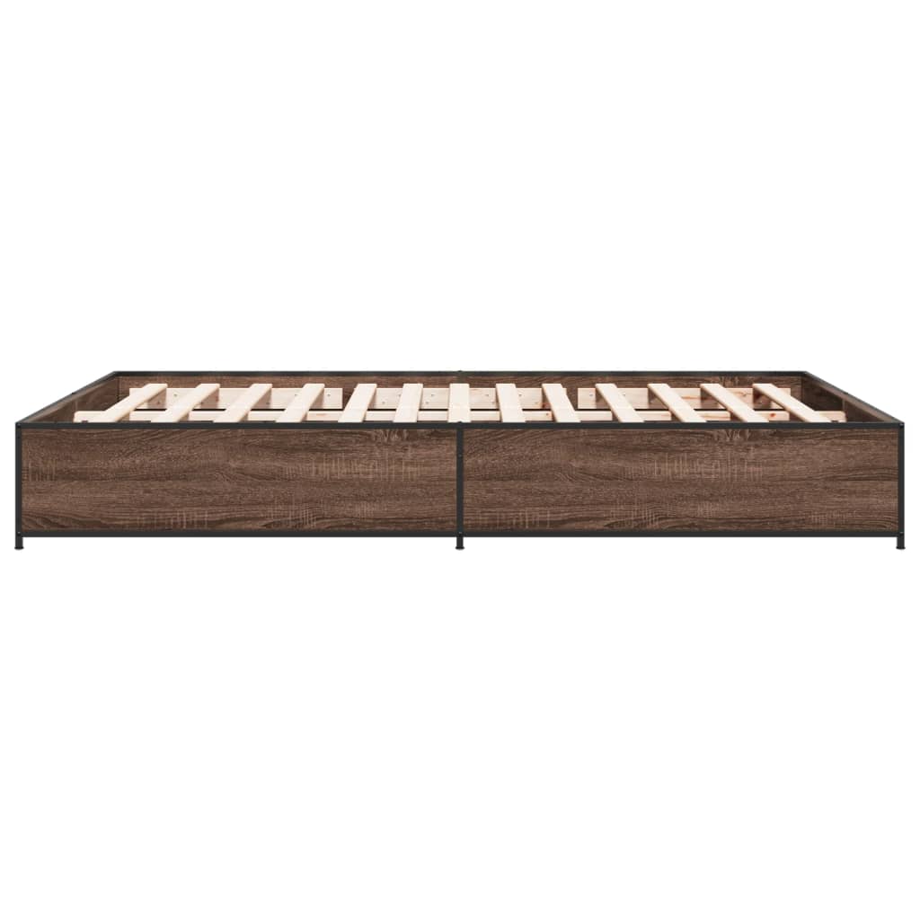 sengestel 120x190 cm konstrueret træ og metal brun egetræsfarve
