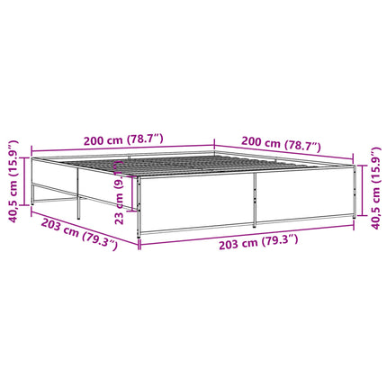sengestel 200x200 cm konstrueret træ og metal sort