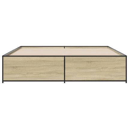 sengestel 200x200 cm konstrueret træ og metal sonoma-eg