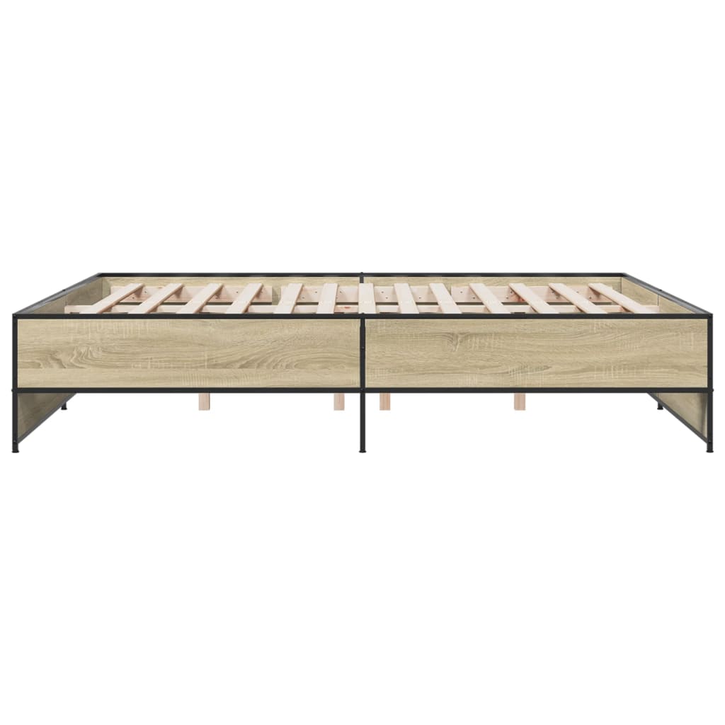sengestel 200x200 cm konstrueret træ og metal sonoma-eg