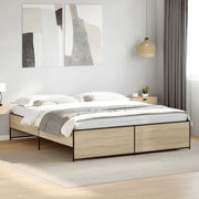 sengestel 200x200 cm konstrueret træ og metal sonoma-eg