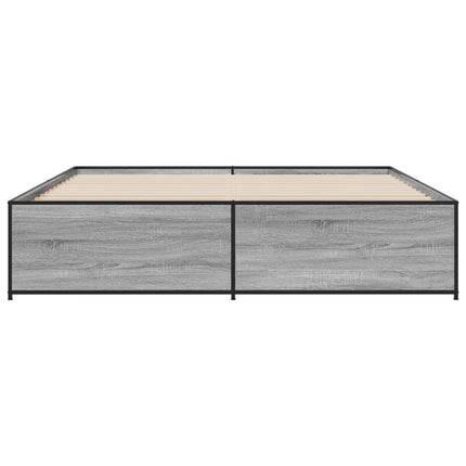 sengestel 200x200 cm konstrueret træ og metal grå sonoma-eg