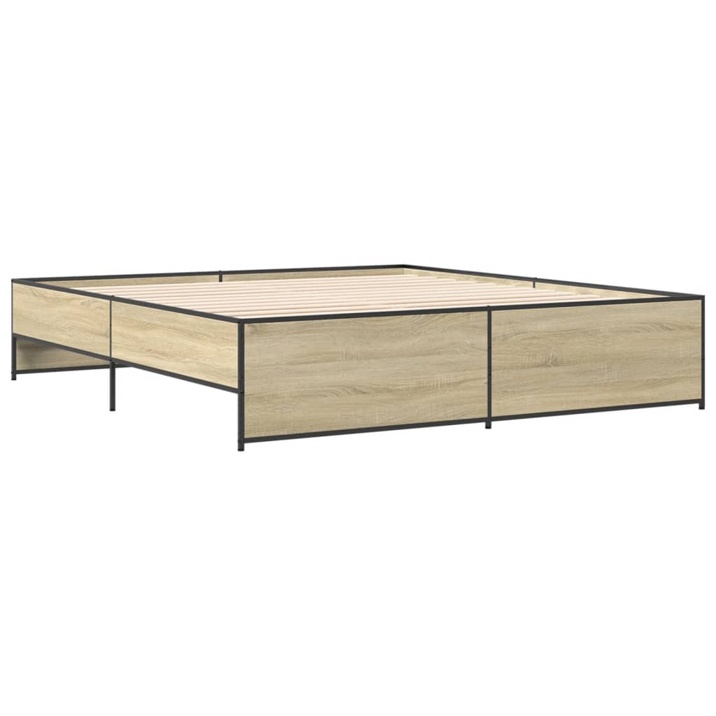 sengestel 180x200 cm konstrueret træ og metal sonoma-eg
