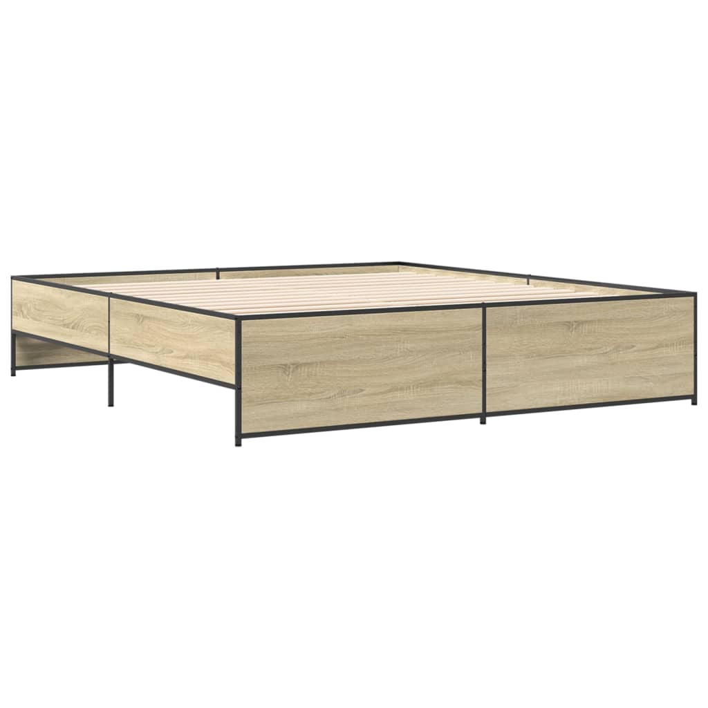 sengestel 180x200 cm konstrueret træ og metal sonoma-eg