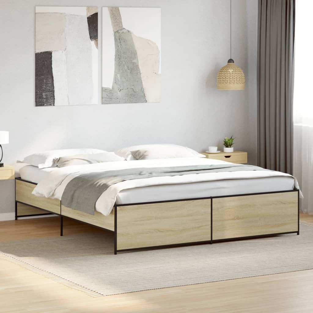 sengestel 180x200 cm konstrueret træ og metal sonoma-eg