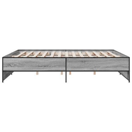 sengestel 180x200 cm konstrueret træ og metal grå sonoma-eg