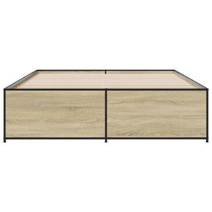 sengestel 160x200 cm konstrueret træ og metal sonoma-eg