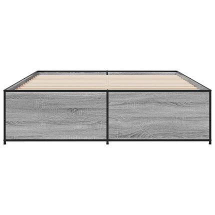 sengestel 160x200 cm konstrueret træ og metal grå sonoma-eg