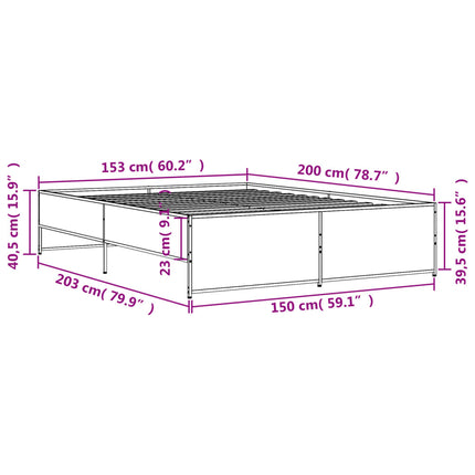 sengestel 150x200 cm konstrueret træ og metal sort