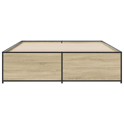 sengestel 150x200 cm konstrueret træ og metal sonoma-eg