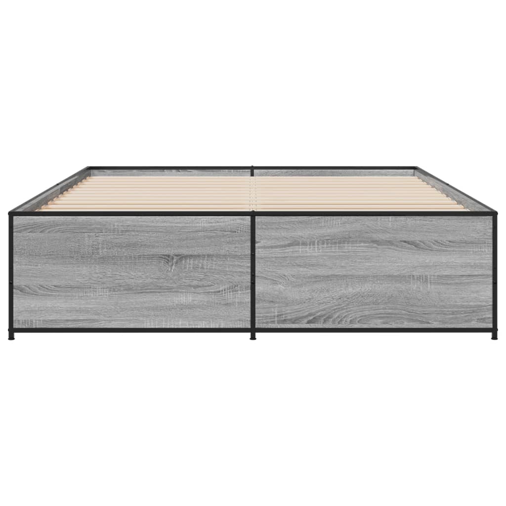 sengestel 150x200 cm konstrueret træ og metal grå sonoma-eg