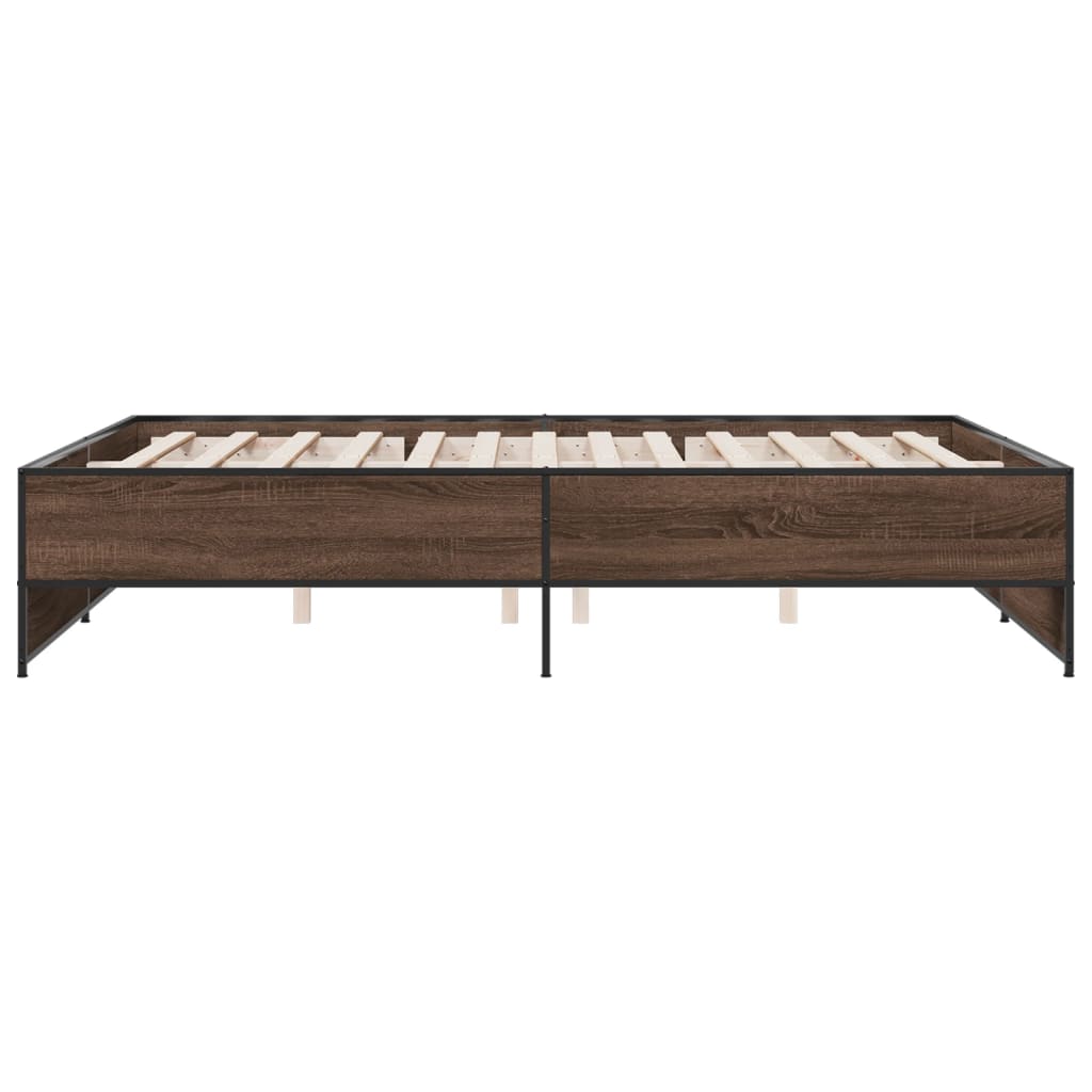 sengestel 150x200 cm konstrueret træ og metal brun egetræ