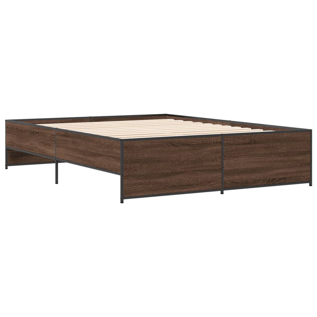 sengestel 150x200 cm konstrueret træ og metal brun egetræ